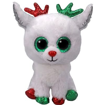 Ty Beanie Boos Boże Narodzenie renifer z dużymi zielonymi oczami i brokatem, pluszowa zabawka z dużymi błyszczącymi oczami 15 cm T37383 Ty Beanie Boos Boże Narodzenie renifer z dużymi zielonymi oczami i brokatem, pluszowa zabawka z dużymi błyszczącymi oczami 15 cm T37383