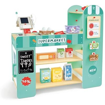 Hape Inteligentny supermarket z drewna, sklep handlowy z akcesoriami Hape Inteligentny supermarket z drewna, sklep handlowy z akcesoriami