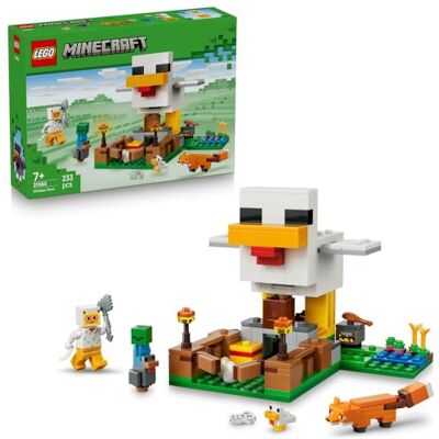 Lego Minecraft Farma kurczaków, zabawka konstrukcyjna dla chłopca i dziewczynki z figurkami zwierząt i kurnikiem, pomysł na prezent dla 7-latka i gamingowa ozdoba do pokoju dziecięcego 21585 Lego Minecraft Farma kurczaków, zabawka konstrukcyjna dla chłopca i dziewczynki z figurkami zwierząt i kurnikiem, pomysł na prezent dla 7-latka i gamingowa ozdoba do pokoju dziecięcego 21585
