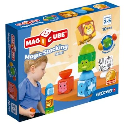 Geomag Magicube Stacking Safari zestaw do układania w stosy, magnetyczny zestaw zabawkowy, 10 elementów, kreatywne i edukacyjne dzieciństwo Geomag Magicube Stacking Safari zestaw do układania w stosy, magnetyczny zestaw zabawkowy, 10 elementów, kreatywne i edukacyjne dzieciństwo