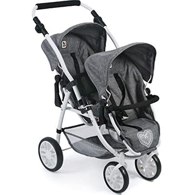 Bayer Tandembuggy Vario, wózek dla dwóch lalek, wózek dla lalek dla dzieci w wieku od 4 do 8 lat Bayer Tandembuggy Vario, wózek dla dwóch lalek, wózek dla lalek dla dzieci w wieku od 4 do 8 lat