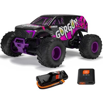ARRMA 1/10 Gorgon 2WD RTR Monster Truck Mega 550 14T silnik szczotkowy, spektrum SLT2 2,4 GHz, w zestawie akumulator 3300 mAh NiMH i ładowarka S120 USB-C fioletowy ARRMA 1/10 Gorgon 2WD RTR Monster Truck Mega 550 14T silnik szczotkowy, spektrum SLT2 2,4 GHz, w zestawie akumulator 3300 mAh NiMH i ładowarka S120 USB-C fioletowy