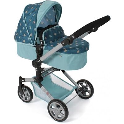 Bayer ® 2 w 1 wózek dla lalek Linus gwiazdka turkusowa składana, z regulacją wysokości 47-78 cm – lalki do 52 cm, 4-8 J. Bayer ® 2 w 1 wózek dla lalek Linus gwiazdka turkusowa składana, z regulacją wysokości 47-78 cm – lalki do 52 cm, 4-8 J.