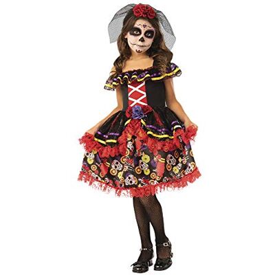 Rubie's Sukienka Catrinite Deluxe Catrina dla dzieci, wielokolorowa, M, 700895 Rubie's Sukienka Catrinite Deluxe Catrina dla dzieci, wielokolorowa, M, 700895