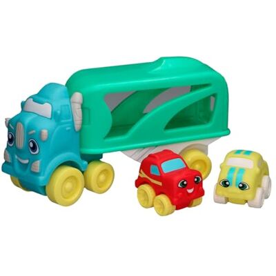 JC Toys - Moja pierwsza ciężarówka przenośnik Samochody Lots to Play Toys, Zawiera ciężarówkę i 2 miękkie samochody, zachęca do wyobraźni i kreatywności, Wielobarwny, Unisex, +18 Miesięcy,81511 JC Toys - Moja pierwsza ciężarówka przenośnik Samochody Lots to Play Toys, Zawiera ciężarówkę i 2 miękkie samochody, zachęca do wyobraźni i kreatywności, Wielobarwny, Unisex, +18 Miesięcy,81511