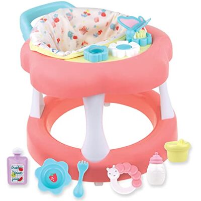 JC Toys Chodzik dla lalek o długości do 43 cm, z kółkami, + 6 akcesoriów, różowy, +2 lata JC Toys Chodzik dla lalek o długości do 43 cm, z kółkami, + 6 akcesoriów, różowy, +2 lata