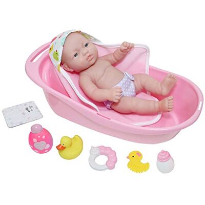 JC Toys La Newborn 10-częściowy zestaw upominkowy do wanny Layette Deluxe 30,5 cm realistyczna lalka winylowa dla noworodków z akcesoriami różowa wodoszczelna od 2 lat JC Toys La Newborn 10-częściowy zestaw upominkowy do wanny Layette Deluxe 30,5 cm realistyczna lalka winylowa dla noworodków z akcesoriami różowa wodoszczelna od 2 lat