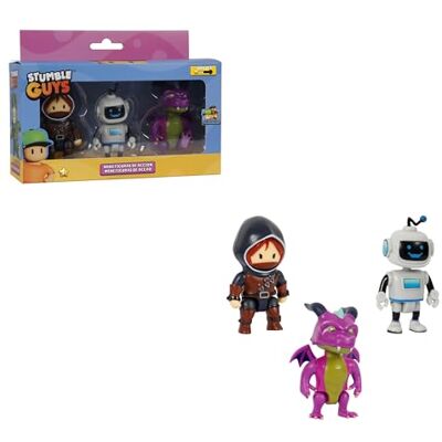 Bizak Stumble Guys Zestaw 3 figurek akcji 8 cm, Stumblebot Mk2, różne postacie do kolekcjonowania, oficjalna licencja na grę wideo z powaleniem, dorośli fani, chłopcy lub dziewczęta w wieku od 8 lat Bizak Stumble Guys Zestaw 3 figurek akcji 8 cm, Stumblebot Mk2, różne postacie do kolekcjonowania, oficjalna licencja na grę wideo z powaleniem, dorośli fani, chłopcy lub dziewczęta w wieku od 8 lat