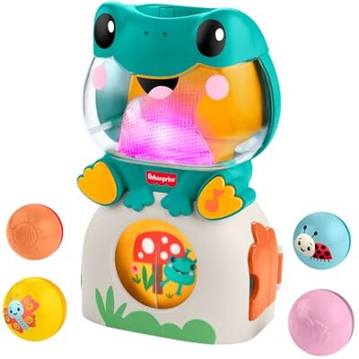 Fisher Price Świecąca i tocząca się żabka Zabawka z kulkami, muzyka i światło, 3 piłki, trening motoryki precyzyjnej, niemowlęta i małe dzieci od 6 miesięcy, JLB96 Fisher Price Świecąca i tocząca się żabka Zabawka z kulkami, muzyka i światło, 3 piłki, trening motoryki precyzyjnej, niemowlęta i małe dzieci od 6 miesięcy, JLB96