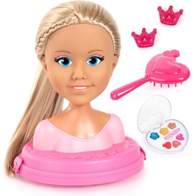 Bayer 90030AA Charlene Top Model glowica do stylizacji o wysokosci ze spinkami do włosów i szczotką, platforma, 21 cm Bayer 90030AA Charlene Top Model glowica do stylizacji o wysokosci ze spinkami do włosów i szczotką, platforma, 21 cm