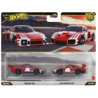 Hot Wheels Premium Car Culture 2-pak (Porsche 935 & 2018 Porsche 935), metalowe auta w skali 1:64, opony Real Riders, metalowa konstrukcja, samochody zabawki dla kolekcjonerów, JHW51 Hot Wheels Premium Car Culture 2-pak (Porsche 935 & 2018 Porsche 935), metalowe auta w skali 1:64, opony Real Riders, metalowa konstrukcja, samochody zabawki dla kolekcjonerów, JHW51