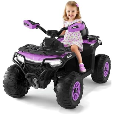 Garvee Elektryczny quad dla dzieci 12 V, elektryczny samochód terenowy z 2 silnikami, pilot rodzicielski, zawieszenie, reflektory LED, muzyka, Bluetooth, USB, świecąca flaga, od 3 lat Garvee Elektryczny quad dla dzieci 12 V, elektryczny samochód terenowy z 2 silnikami, pilot rodzicielski, zawieszenie, reflektory LED, muzyka, Bluetooth, USB, świecąca flaga, od 3 lat