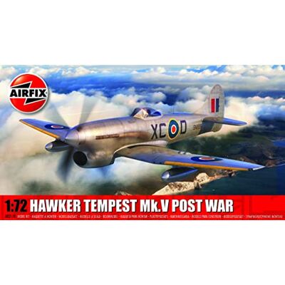 Airfix Zestaw modeli A02110 Hawker Tempest Mk.V powojenny model do budowania, plastikowy model samolotu dla dorosłych i dzieci w wieku 8+, zestaw zawiera wlewki i kalkomanie, model w skali 1:72 Airfix Zestaw modeli A02110 Hawker Tempest Mk.V powojenny model do budowania, plastikowy model samolotu dla dorosłych i dzieci w wieku 8+, zestaw zawiera wlewki i kalkomanie, model w skali 1:72