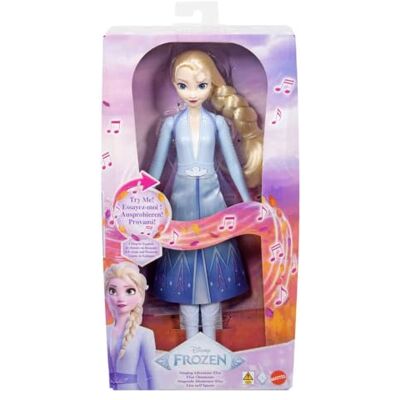 Mattel Disney Kraina Lodu Zabawki, śpiewająca lalka Elsa w charakterystycznym stroju, śpiewa "Into the Unknown" w 4 językach: angielski, francuski, niemiecki, włoski z filmu Disney Kraina Lodu 2 Mattel Disney Kraina Lodu Zabawki, śpiewająca lalka Elsa w charakterystycznym stroju, śpiewa "Into the Unknown" w 4 językach: angielski, francuski, niemiecki, włoski z filmu Disney Kraina Lodu 2