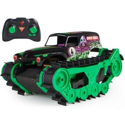 Spin Master Monster Jam, Grave Digger Trax – bardzo mocny, zdalnie sterowany pojazd łańcuchowy Monster Jam w skali 1:15, do terenu terenowego na lądzie i w wodzie – odpowiedni dla chłopców i dziewczynek od 4 lat Spin Master Monster Jam, Grave Digger Trax – bardzo mocny, zdalnie sterowany pojazd łańcuchowy Monster Jam w skali 1:15, do terenu terenowego na lądzie i w wodzie – odpowiedni dla chłopców i dziewczynek od 4 lat