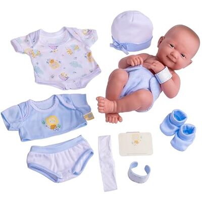 JC Toys La Newborn noworodek 38 cm, miękki winyl, w zestawie odzież i 8 akcesoriów, niebieski, zaprojektowany w Hiszpanii przez Berenguer, 2 lata JC Toys La Newborn noworodek 38 cm, miękki winyl, w zestawie odzież i 8 akcesoriów, niebieski, zaprojektowany w Hiszpanii przez Berenguer, 2 lata
