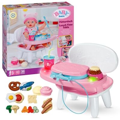BABY born Stół do karmienia z funkcją oświetlenia i dźwięku, z ponad 10 różnymi potrawami i napojami, dla lalek 43 cm, 840634 Zapf Creation Funkcja oświetlenia i dźwięku, ponad 10 potraw i napojów, pasuje do lalek 43 cm BABY born Stół do karmienia z funkcją oświetlenia i dźwięku, z ponad 10 różnymi potrawami i napojami, dla lalek 43 cm, 840634 Zapf Creation Funkcja oświetlenia i dźwięku, ponad 10 potraw i napojów, pasuje do lalek 43 cm