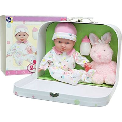 JC Toys Lalka La Baby 28 cm i torba podróżna na prezent, lalka ma miękkie i nadające się do prania ciało, smoczek i pluszaki, różowy, zaprojektowany w Hiszpanii, +12 miesięcy JC Toys Lalka La Baby 28 cm i torba podróżna na prezent, lalka ma miękkie i nadające się do prania ciało, smoczek i pluszaki, różowy, zaprojektowany w Hiszpanii, +12 miesięcy