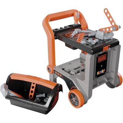 Smoby Black+Decker Wózek ręczny Bricolo Imitacja zabawki Łatwy do przenoszenia Zawiera 18 akcesoriów Od 3 lat Wyprodukowano we Francji Smoby Black+Decker Wózek ręczny Bricolo Imitacja zabawki Łatwy do przenoszenia Zawiera 18 akcesoriów Od 3 lat Wyprodukowano we Francji