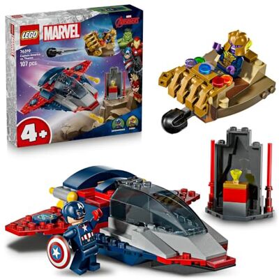 Lego ǀ Marvel Kapitan Ameryka kontra Thanos, zabawka konstrukcyjna dla dzieci, zestaw dla 4-latka z dwiema minifigurkami, Quinjetem i statkiem kosmicznym, prezent dla chłopca i dziewczynki 76319 Lego ǀ Marvel Kapitan Ameryka kontra Thanos, zabawka konstrukcyjna dla dzieci, zestaw dla 4-latka z dwiema minifigurkami, Quinjetem i statkiem kosmicznym, prezent dla chłopca i dziewczynki 76319