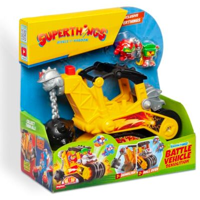 SUPERTHINGS RIVALS OF KABOOM SUPERTHINGS Battle Vehicles Demolition – Pojazd Złoczyńców z Kulą Wyburzeniową i Walcem Frontowym, Zestaw z 2 Ekskluzywnymi Figurkami Super Things, Zabawka dla Dzieci i Chłopców od Magicbox SUPERTHINGS RIVALS OF KABOOM SUPERTHINGS Battle Vehicles Demolition – Pojazd Złoczyńców z Kulą Wyburzeniową i Walcem Frontowym, Zestaw z 2 Ekskluzywnymi Figurkami Super Things, Zabawka dla Dzieci i Chłopców od Magicbox
