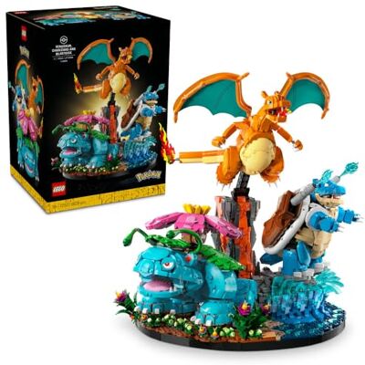 Lego Pokémon Venusaur, Charizard i Blastoise, pomysł na prezent dla dorosłych, figurki kolekcjonerskie na podstawkach z motywem dżungli, wulkanu i plaży, zestaw dla fana gamingowych dekoracji 72153 Lego Pokémon Venusaur, Charizard i Blastoise, pomysł na prezent dla dorosłych, figurki kolekcjonerskie na podstawkach z motywem dżungli, wulkanu i plaży, zestaw dla fana gamingowych dekoracji 72153
