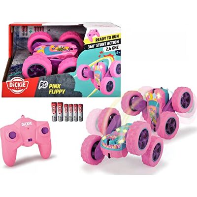 Dickie Toys Pink Drivez RC Candy Flippy, zdalnie sterowany samochód zabawkowy, funkcja rotacji i klapki, z pilotem zdalnego sterowania, do 8 km/h, dla chłopców i dziewczynek, oświetlony, od 6 lat, 28 Dickie Toys Pink Drivez RC Candy Flippy, zdalnie sterowany samochód zabawkowy, funkcja rotacji i klapki, z pilotem zdalnego sterowania, do 8 km/h, dla chłopców i dziewczynek, oświetlony, od 6 lat, 28