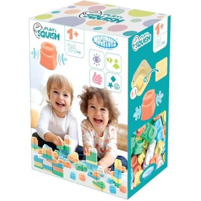 Mochtoys Zestaw Do Zabawy, 24 Kolorowe Klocki, Pastelowe Barwy, Rozwijające Zdolności Motoryczne i Sensoryczne, Kompatybilne z Serią Play&Squish, Dla Dzieci Od 1 Roku Życia Mochtoys Zestaw Do Zabawy, 24 Kolorowe Klocki, Pastelowe Barwy, Rozwijające Zdolności Motoryczne i Sensoryczne, Kompatybilne z Serią Play&Squish, Dla Dzieci Od 1 Roku Życia