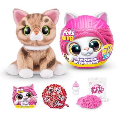 Pets Alive Smitten Kittens Ginger, Surprise Kitten Plush, ultramiękkie pluszaki, interaktywne zabawki dla zwierząt domowych, elektroniczny kotek dla zwierząt domowych, od 3 lat (imbir) Pets Alive Smitten Kittens Ginger, Surprise Kitten Plush, ultramiękkie pluszaki, interaktywne zabawki dla zwierząt domowych, elektroniczny kotek dla zwierząt domowych, od 3 lat (imbir)