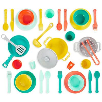 B. toys Akcesoria kuchenne do zabaw – naczynia kuchenne, naczynia i naczynia – 33-częściowy zestaw do zabawy dla dzieci – udawanie zabawki do zabawy – zestaw kuchenny mini szefa kuchni – od 3 lat B. toys Akcesoria kuchenne do zabaw – naczynia kuchenne, naczynia i naczynia – 33-częściowy zestaw do zabawy dla dzieci – udawanie zabawki do zabawy – zestaw kuchenny mini szefa kuchni – od 3 lat