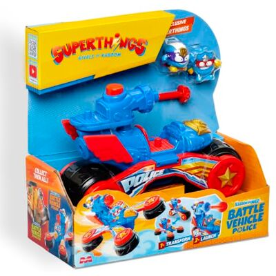 SUPERTHINGS RIVALS OF KABOOM SUPERTHINGS Battle Vehicles Police – Bohaterski Pojazd Policyjny z Chwytakiem i Wyrzutnią, Zestaw z 2 Ekskluzywnymi Figurkami Super Things, Zabawka dla Dzieci i Chłopców od Magicbox SUPERTHINGS RIVALS OF KABOOM SUPERTHINGS Battle Vehicles Police – Bohaterski Pojazd Policyjny z Chwytakiem i Wyrzutnią, Zestaw z 2 Ekskluzywnymi Figurkami Super Things, Zabawka dla Dzieci i Chłopców od Magicbox