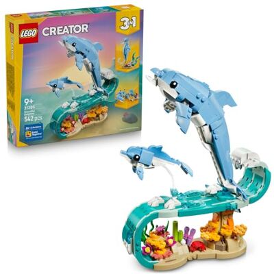 Lego Creator 3 w 1 Zwierzęta morskie: piękny delfin, trzy opcje budowania: delfin, konik morski lub krab, zabawka dla dziecka, figurki na prezent dla dziewczynki i chłopca w wieku od 9 lat 31385 Lego Creator 3 w 1 Zwierzęta morskie: piękny delfin, trzy opcje budowania: delfin, konik morski lub krab, zabawka dla dziecka, figurki na prezent dla dziewczynki i chłopca w wieku od 9 lat 31385