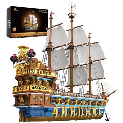 JMBricklayer 40103 Klocki konstrukcyjne z zaciskami do piratów, zestaw klocków do budowania Royal Flota Słońca, kolekcja modeli statków dla dorosłych i dzieci JMBricklayer 40103 Klocki konstrukcyjne z zaciskami do piratów, zestaw klocków do budowania Royal Flota Słońca, kolekcja modeli statków dla dorosłych i dzieci