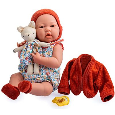 JC TOYS Nowo narodzona lalka Newborn 38 cm miękka winylowa kolekcja natura z kwiatowymi ubraniami, smoczek i pluszową dziewczynkę, zaprojektowana w Hiszpanii przez Berenguer, 2 lata JC TOYS Nowo narodzona lalka Newborn 38 cm miękka winylowa kolekcja natura z kwiatowymi ubraniami, smoczek i pluszową dziewczynkę, zaprojektowana w Hiszpanii przez Berenguer, 2 lata