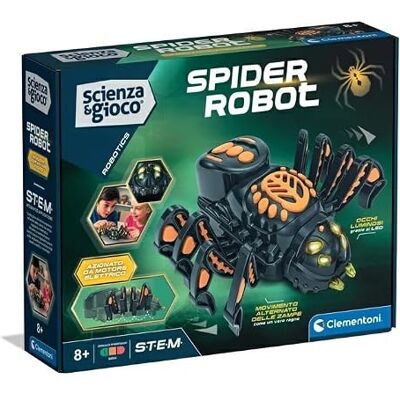 Clementoni Robotyka naukowa i gier Spider Attack, Roboty budujące dla dzieci w wieku 8 lat, umiejętności logiczne i techniczne, realistyczny ruch i oczy LED, STEM i robotyka, włoski, 19456 Clementoni Robotyka naukowa i gier Spider Attack, Roboty budujące dla dzieci w wieku 8 lat, umiejętności logiczne i techniczne, realistyczny ruch i oczy LED, STEM i robotyka, włoski, 19456