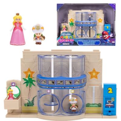 Diorama filmu Super Mario Galaxy „Galaxy Gateway”, oficjalna licencja Jakks Pacific, zawiera figurki księżniczki Peach i kapitana Toada o wysokości 1,5 cala, interaktywne elementy Diorama filmu Super Mario Galaxy „Galaxy Gateway”, oficjalna licencja Jakks Pacific, zawiera figurki księżniczki Peach i kapitana Toada o wysokości 1,5 cala, interaktywne elementy
