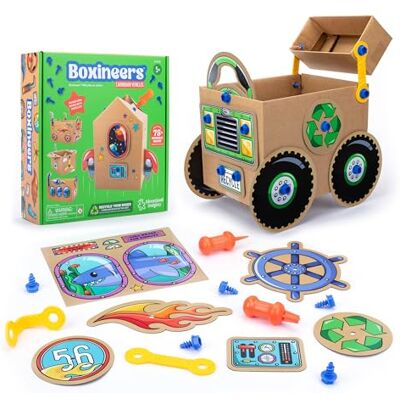Educational Insights Learning Resources Boxineers Pojazdy z tektury, kreatywny zestaw dla dzieci, narzędzia zabawkowe, zestaw DIY STEM, zajęcia od 5 lat Educational Insights Learning Resources Boxineers Pojazdy z tektury, kreatywny zestaw dla dzieci, narzędzia zabawkowe, zestaw DIY STEM, zajęcia od 5 lat
