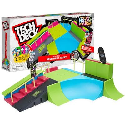 Tech Deck , Neon Mega Park X-Connect Creator, Glow-In-The-Dark zestaw ramp z dwoma palcami, zabawka dla dzieci w wieku 6 lat i więcej Tech Deck , Neon Mega Park X-Connect Creator, Glow-In-The-Dark zestaw ramp z dwoma palcami, zabawka dla dzieci w wieku 6 lat i więcej