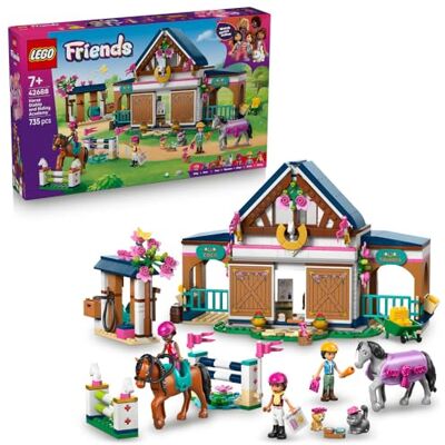 Lego Friends Stadnina i szkółka jeździecka, trzy minilaleczki, figurki dwóch koni i przeszkody, zabawka dla dzieci do odgrywania ról, klocki na prezent 7-latki, dla dziewczynki i chłopca 42688 Lego Friends Stadnina i szkółka jeździecka, trzy minilaleczki, figurki dwóch koni i przeszkody, zabawka dla dzieci do odgrywania ról, klocki na prezent 7-latki, dla dziewczynki i chłopca 42688