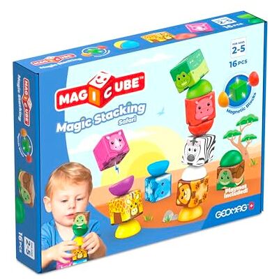 Geomag Magicube Stacking 8 Jungle Magnetyczne kostki budowlane Zestaw bloków z postaciami dżungli Magnetyczny system łączenia Pierwsze konstrukcje geometryczne Geomag Magicube Stacking 8 Jungle Magnetyczne kostki budowlane Zestaw bloków z postaciami dżungli Magnetyczny system łączenia Pierwsze konstrukcje geometryczne