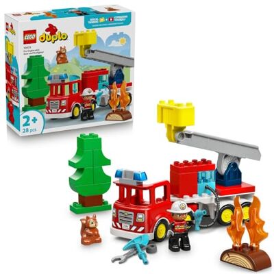 Lego DUPLO Wóz strażacki z wężem i strażakiem, klocki dla 2-latka, edukacyjna zabawka dla małego dziecka z pojazdem ratunkowym, figurką i drabiną, prezent dla chłopca i dziewczynki od 2 lat 10473 Lego DUPLO Wóz strażacki z wężem i strażakiem, klocki dla 2-latka, edukacyjna zabawka dla małego dziecka z pojazdem ratunkowym, figurką i drabiną, prezent dla chłopca i dziewczynki od 2 lat 10473