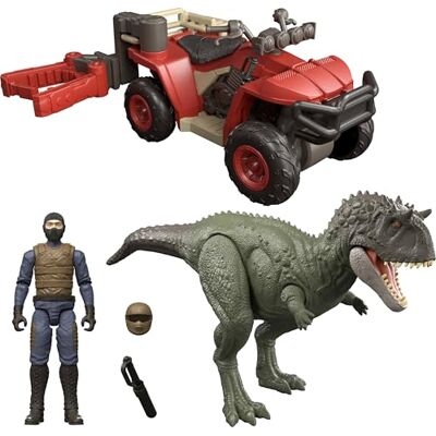 Mattel Jurassic World Zestaw fabularny Capture Claw ATV Zestaw figurek z pojazdem, człowiekiem i dinozaurem oraz funkcjami łapania i wyrzutu, JKG91 Mattel Jurassic World Zestaw fabularny Capture Claw ATV Zestaw figurek z pojazdem, człowiekiem i dinozaurem oraz funkcjami łapania i wyrzutu, JKG91