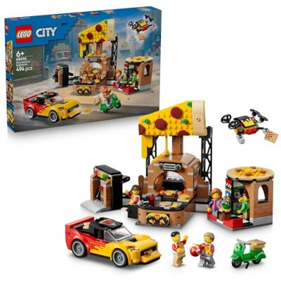Lego City Dostawa pizzy z pojazdami, zabawka konstrukcyjna dla dziecka, zestaw z pizzerią, dronem, samochodem sportowym i skuterem, pomysł na prezent dla chłopca lub dziewczynki od 6 lat 60496 Lego City Dostawa pizzy z pojazdami, zabawka konstrukcyjna dla dziecka, zestaw z pizzerią, dronem, samochodem sportowym i skuterem, pomysł na prezent dla chłopca lub dziewczynki od 6 lat 60496