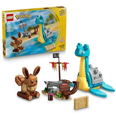 Lego Pokémon SMART Play: Eevee i Lapras — poszukiwanie skarbów, interaktywny zestaw kompatybilny z 3 SMART Tagami i 2 figurkami Pokémonów, pomysł na prezent dla chłopców i dziewczynek od 8 lat 72162 Lego Pokémon SMART Play: Eevee i Lapras — poszukiwanie skarbów, interaktywny zestaw kompatybilny z 3 SMART Tagami i 2 figurkami Pokémonów, pomysł na prezent dla chłopców i dziewczynek od 8 lat 72162