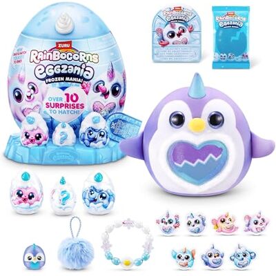 Rainbocorns Eggzania Frozen Mania od ZURU, kolekcjonerska pluszowa zabawka dla dziewczynek 3+, Frostine Rainbocorns Eggzania Frozen Mania od ZURU, kolekcjonerska pluszowa zabawka dla dziewczynek 3+, Frostine