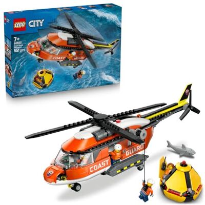 Lego City Helikopter straży przybrzeżnej, zabawka dla dzieci od 7 lat, pojazd ratunkowy z figurką rekina, pomysł na prezent dla 7-latka na urodziny, klocki dla chłopca i dziewczynki 60503 Lego City Helikopter straży przybrzeżnej, zabawka dla dzieci od 7 lat, pojazd ratunkowy z figurką rekina, pomysł na prezent dla 7-latka na urodziny, klocki dla chłopca i dziewczynki 60503