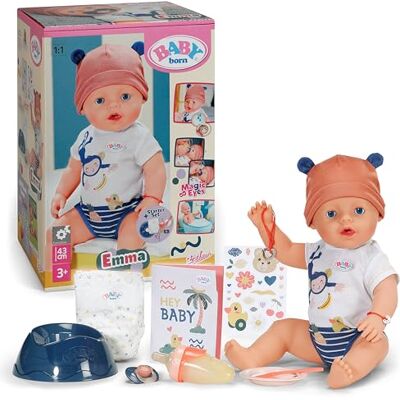 BABY born Emma lalka w stylu dżungli – 43 cm duża lalka niemowlęca – 10 funkcji w zestawie akcesoria i śpioszki w kolorach unisex – działa bez baterii – nadaje się dla dzieci od 3 lat BABY born Emma lalka w stylu dżungli – 43 cm duża lalka niemowlęca – 10 funkcji w zestawie akcesoria i śpioszki w kolorach unisex – działa bez baterii – nadaje się dla dzieci od 3 lat