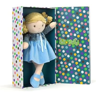 Plush & Company Ma Copine Jacqueline Miękka Miękka Tkanina Lalka Blond Włosy Jasnoniebieska Sukienka Kurtka dżinsowa w pudełku prezentowym Plush & Company Ma Copine Jacqueline Miękka Miękka Tkanina Lalka Blond Włosy Jasnoniebieska Sukienka Kurtka dżinsowa w pudełku prezentowym