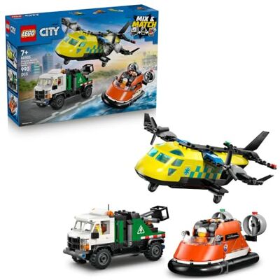 Lego City Zestaw z samolotem, ciężarówką serwisową i poduszkowcem, interaktywne zabawki dla dzieci, modułowe pojazdy ratunkowe, prezent dla 7-latka na urodziny, dla chłopca i dziewczynki 60505 Lego City Zestaw z samolotem, ciężarówką serwisową i poduszkowcem, interaktywne zabawki dla dzieci, modułowe pojazdy ratunkowe, prezent dla 7-latka na urodziny, dla chłopca i dziewczynki 60505
