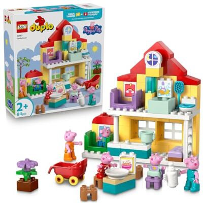 Lego DUPLO Świnka Peppa Dom rodzinny, zabawka edukacyjna dla 2-latka, zestaw klocków dla malucha z domkiem i pięcioma figurkami do nauki przez zabawę, prezent dla chłopca i dziewczynki 10467 Lego DUPLO Świnka Peppa Dom rodzinny, zabawka edukacyjna dla 2-latka, zestaw klocków dla malucha z domkiem i pięcioma figurkami do nauki przez zabawę, prezent dla chłopca i dziewczynki 10467